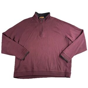 Peru Unlimited Shirt Mens XXL Burgandy 1/4 Zip Pullover Thick Pima Cotton Preppy